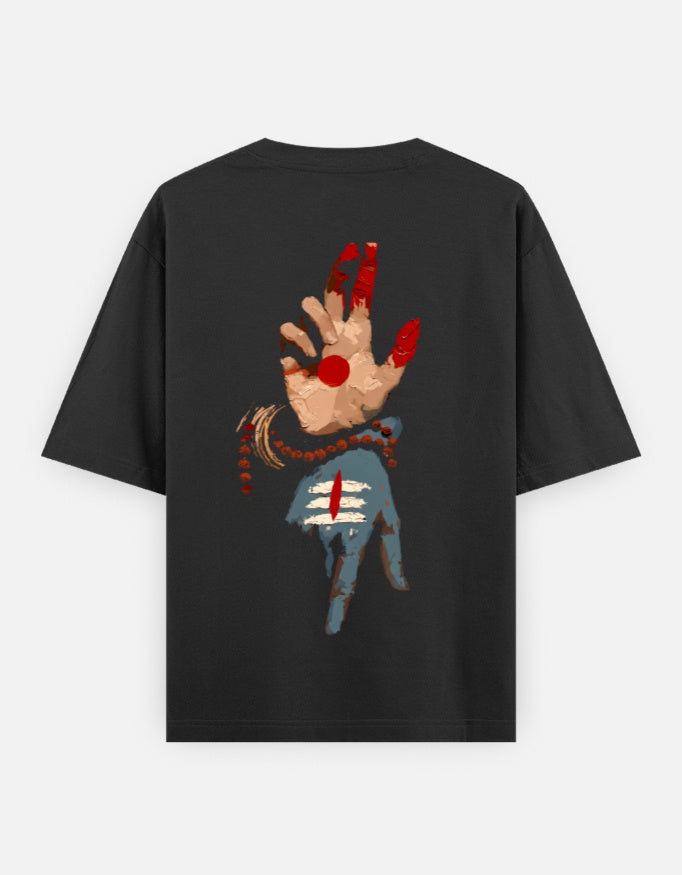 The Shiv Shakti Oversized T-Shirt - Full Shiv Shakti Back Print Shiva Parvati Hands - DesiThreads