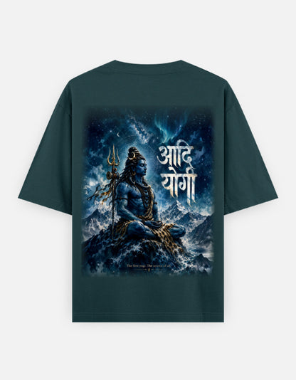 The Adiyogi Oversized T-Shirt - Back Print Oversized Fit Navy - DesiThreads