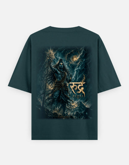 The Rudra Oversized T-Shirt - Back Print Oversized Fit Black - DesiThreads