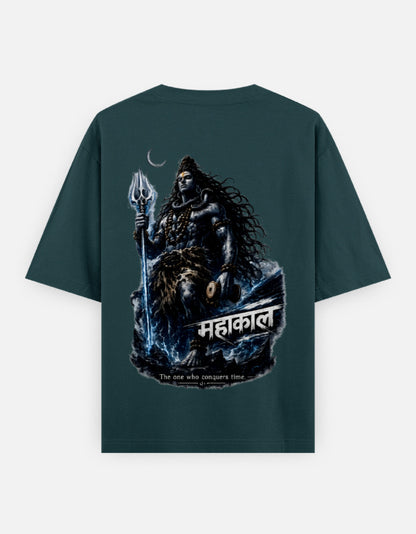 The Mahakal Oversized T-Shirt - Back Print Oversized Fit Navy - DesiThreads