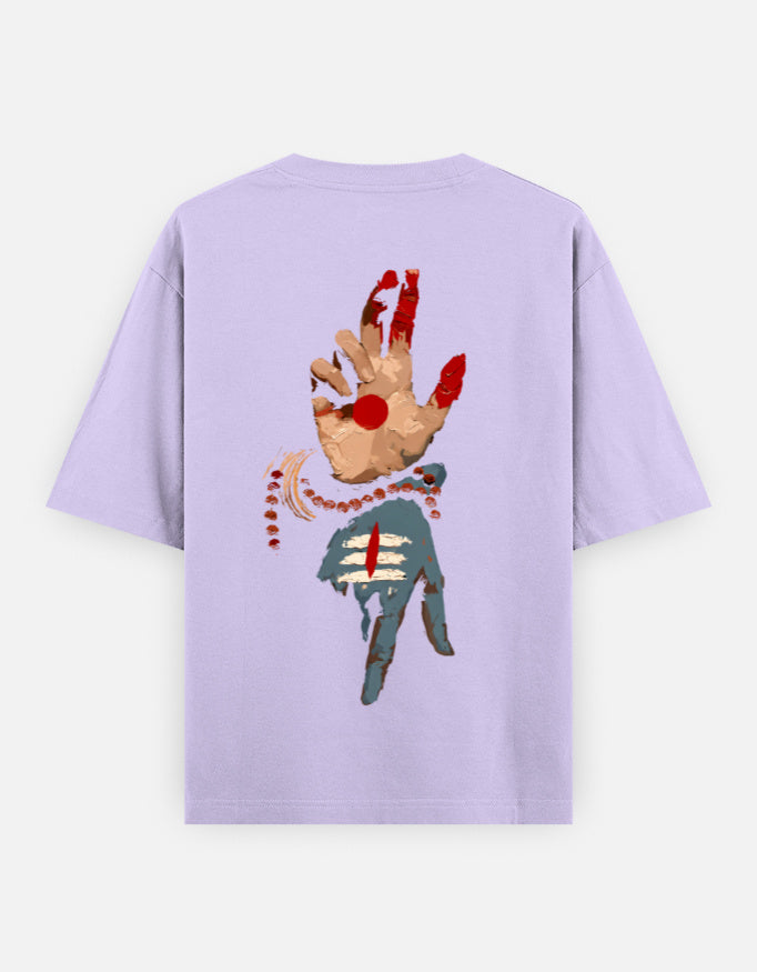 The Shiv Shakti Oversized T-Shirt - Divine Hands Back Print Black Tee - DesiThreads