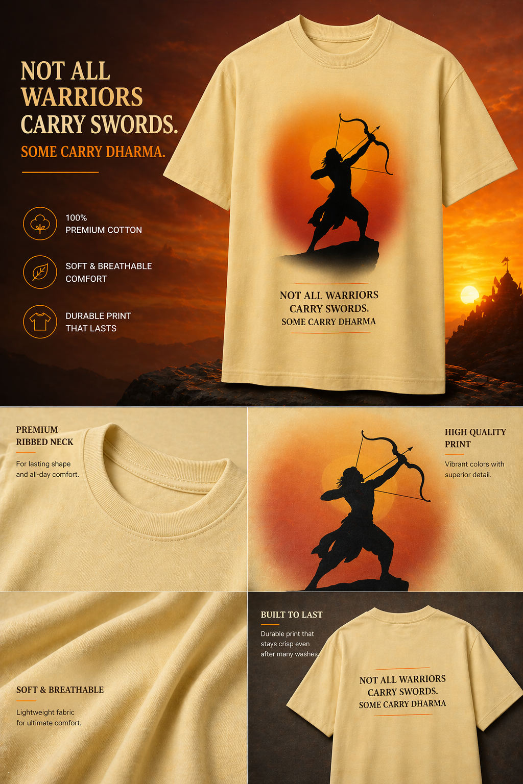 The Path of Dharma oversized t-shirt – premium 180 GSM cotton Ram mythology DesiThreads