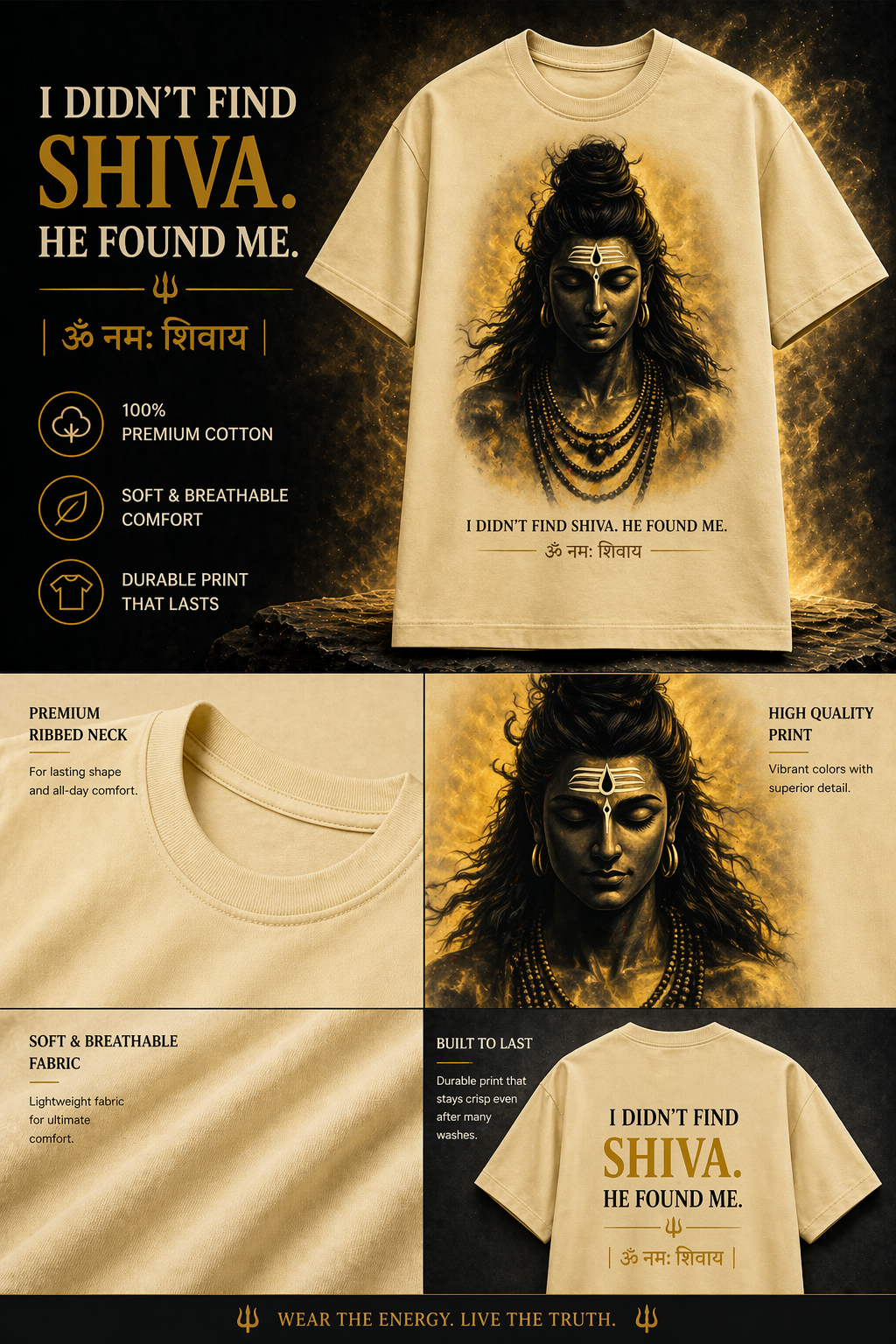 The Awakening Graphic oversized t-shirt – premium 180 GSM cotton Shiva graphic DesiThreads