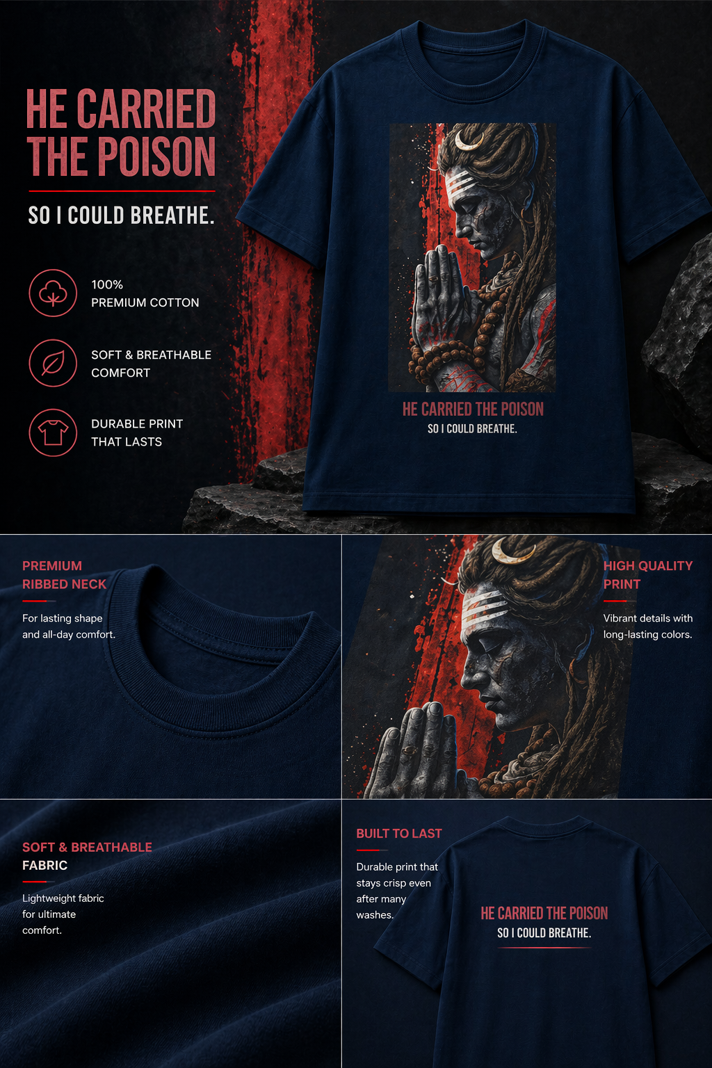 The Neelkanth oversized tee – premium 180 GSM cotton Hindu mythology DesiThreads