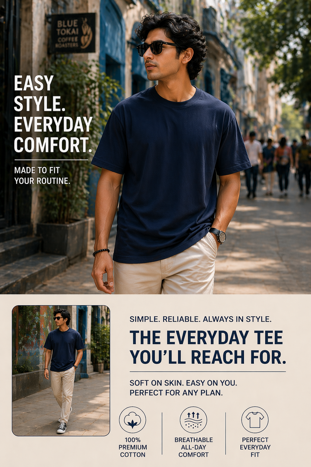 Solid plain oversized tee – premium no-print cotton streetwear DesiThreads India
