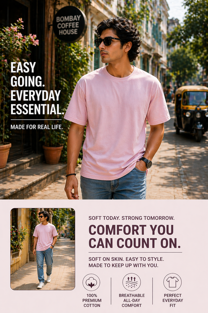 Plain oversized tee color options – premium 180 GSM DesiThreads India