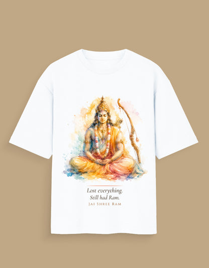 Still Had Ram oversized tee front – Ram spiritual faith Indian streetwear DesiThreads