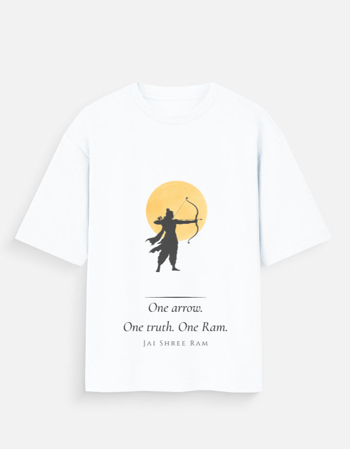 One Arrow One Truth oversized tee front – Ram dharma streetwear DesiThreads India