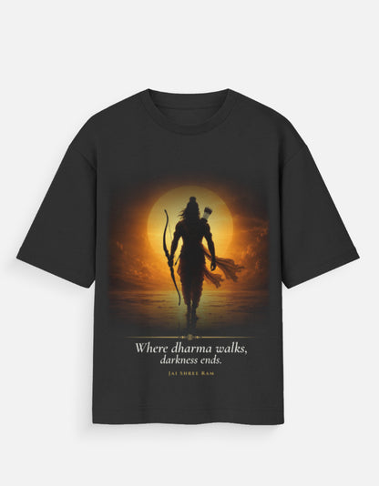 Where Dharma Walks oversized t-shirt – premium 180 GSM cotton Ram mythology DesiThreads India