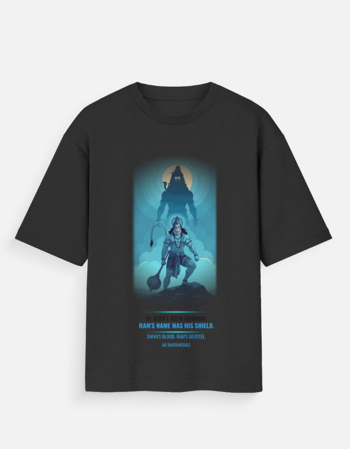 The Shield of Ram oversized tee navy – Lord Hanuman Ram graphic tee India