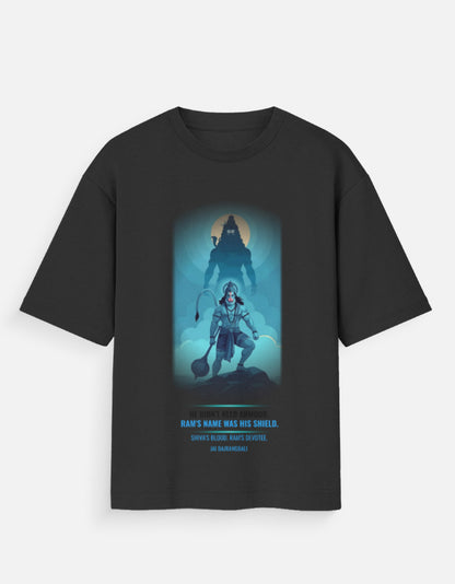 The Shield of Ram oversized tee navy – Lord Hanuman Ram graphic tee India