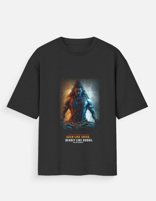 The Rudra's Balance oversized tee front – Rudra Shiva mythology Indian streetwear DesiThreads