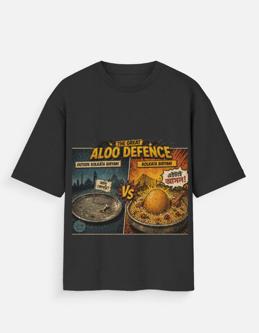 Kolkata Biryani Supremacy oversized t-shirt in black – Bengali biryani pride graphic tee DesiThreads