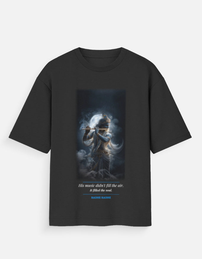 The Soulful Melody oversized tee navy – Lord Krishna glowing graphic tee India