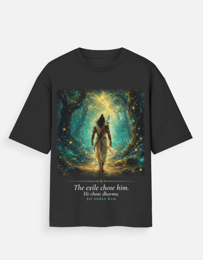 The Exile Chose Dharma oversized t-shirt – premium 180 GSM cotton Ram mythology DesiThreads India