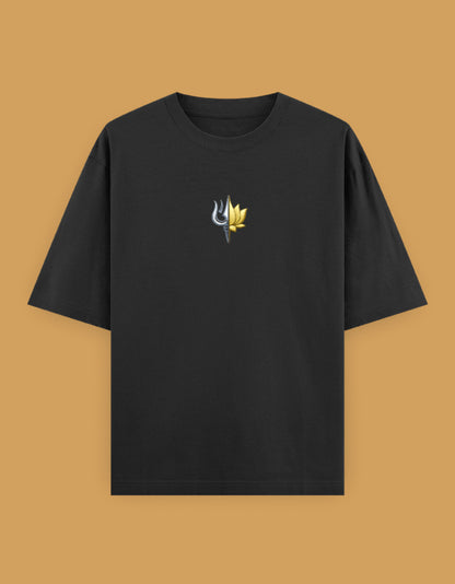 The Ardhanarishvara Oversized T-Shirt - White Front View Premium 240 GSM - DesiThreads