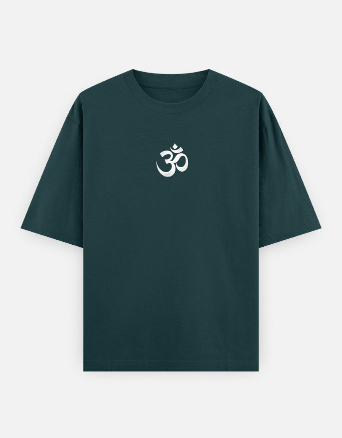 The Adiyogi Oversized T-Shirt - Navy Oversized Fit Front - DesiThreads