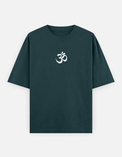 The Adiyogi Oversized T-Shirt - Navy Oversized Fit Front - DesiThreads