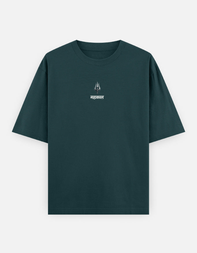 The Mahakal Oversized T-Shirt - Navy Oversized Fit Front - DesiThreads