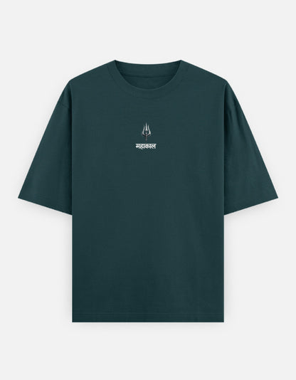 The Mahakal Oversized T-Shirt - Navy Oversized Fit Front - DesiThreads