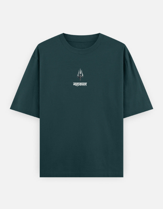 The Rudra Oversized T-Shirt - Black Front Lifestyle Shot - DesiThreads
