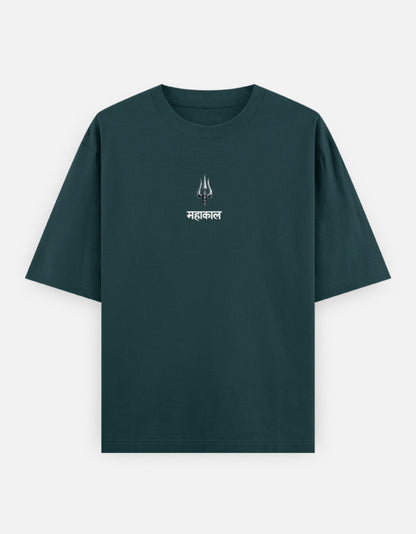 The Rudra Oversized T-Shirt - Black Front Lifestyle Shot - DesiThreads