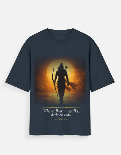 Where Dharma Walks oversized tee front – Ram dharma Indian streetwear DesiThreads