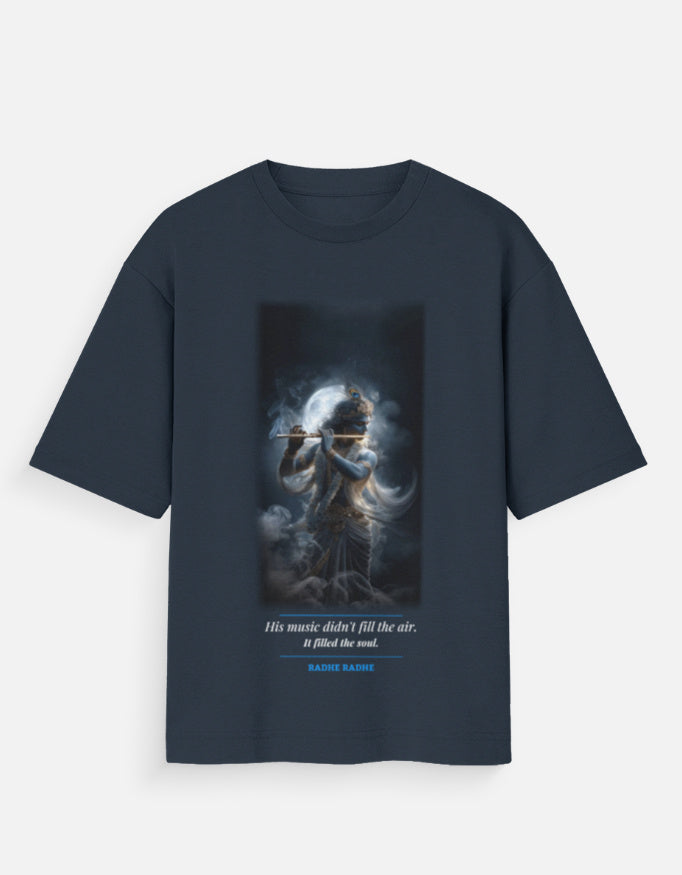 The Soulful Melody regular tee front – Krishna spiritual streetwear DesiThreads India