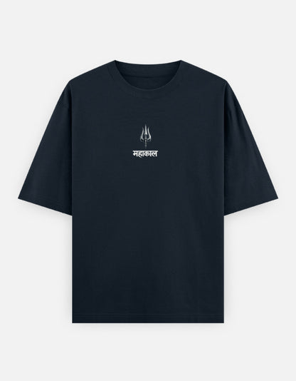 The Rudra Oversized T-Shirt - Black Front View Premium 240 GSM - DesiThreads
