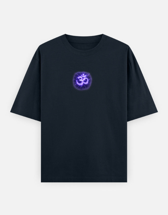 The Neelkanth 2.0 Oversized T-Shirt - Navy Front View Premium 240 GSM - DesiThreads