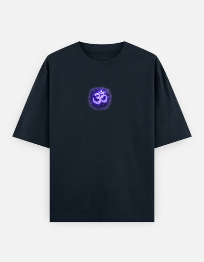 The Neelkanth 2.0 Oversized T-Shirt - Navy Front View Premium 240 GSM - DesiThreads