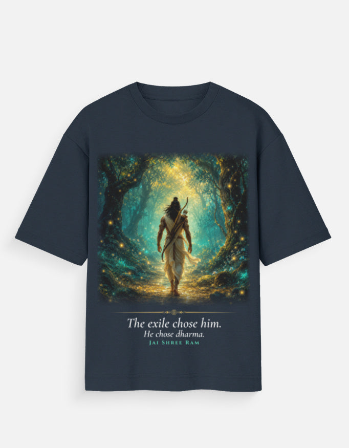 The Exile Chose Dharma oversized tee front – Ram dharma Indian streetwear DesiThreads