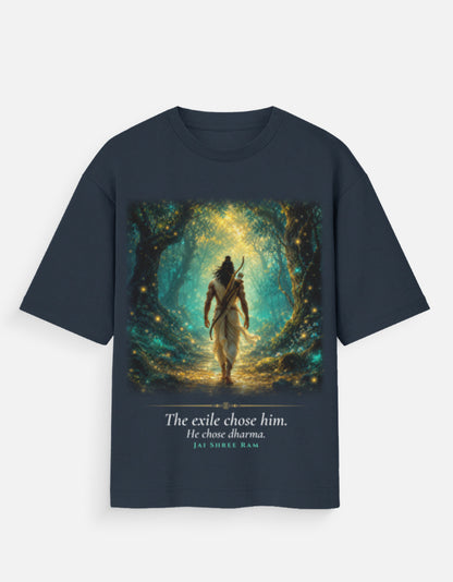 The Exile Chose Dharma oversized tee front – Ram dharma Indian streetwear DesiThreads