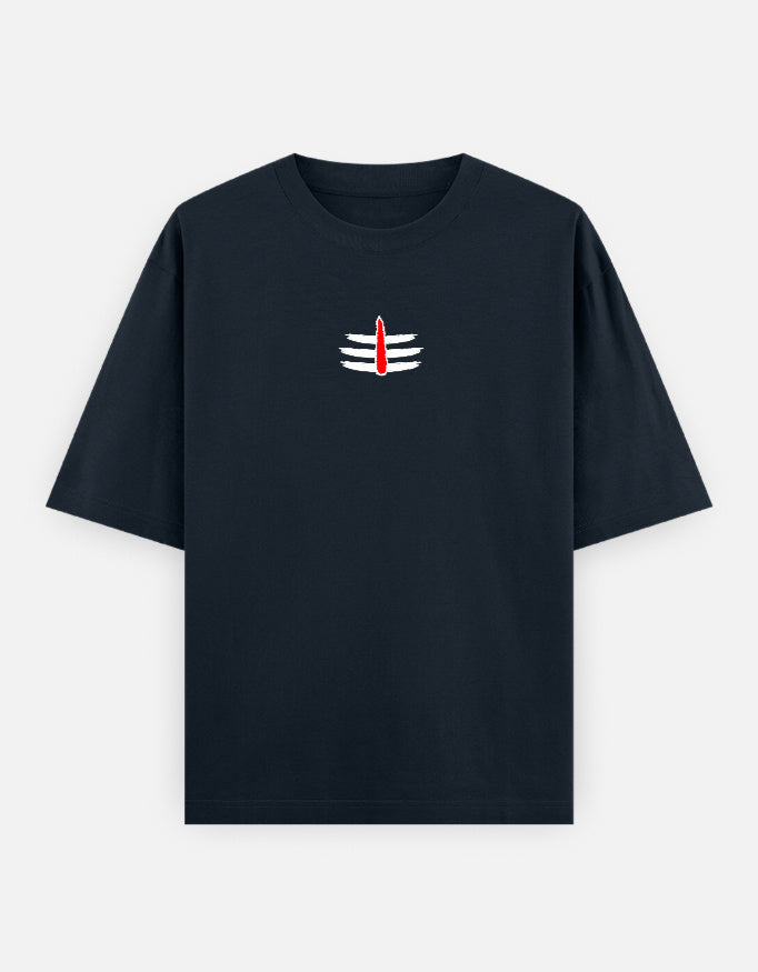 The Shiv Shakti Oversized T-Shirt - Black Front View Premium 240 GSM - DesiThreads