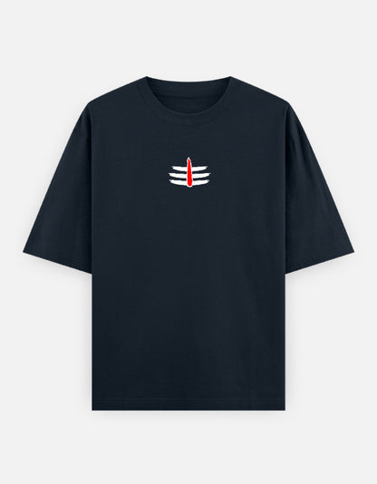 The Shiv Shakti Oversized T-Shirt - Black Front View Premium 240 GSM - DesiThreads