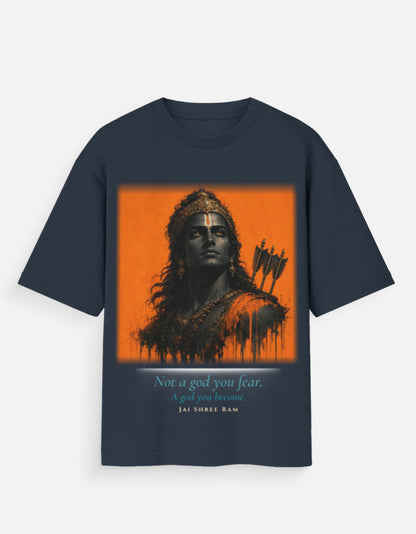 Not A God You Fear oversized t-shirt – premium 180 GSM cotton Hanuman mythology DesiThreads