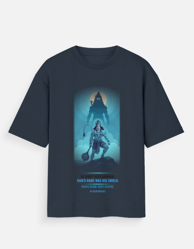 The Shield of Ram regular tee front – Hanuman Ram spiritual streetwear DesiThreads India