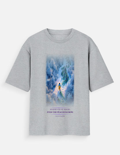 The Divine Path oversized tee lavender – Lord Krishna spiritual graphic tee India