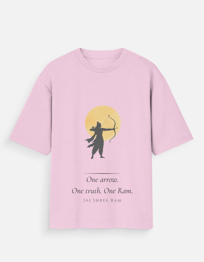 One Arrow One Truth oversized tee white – Lord Ram arrow dharma graphic tee India