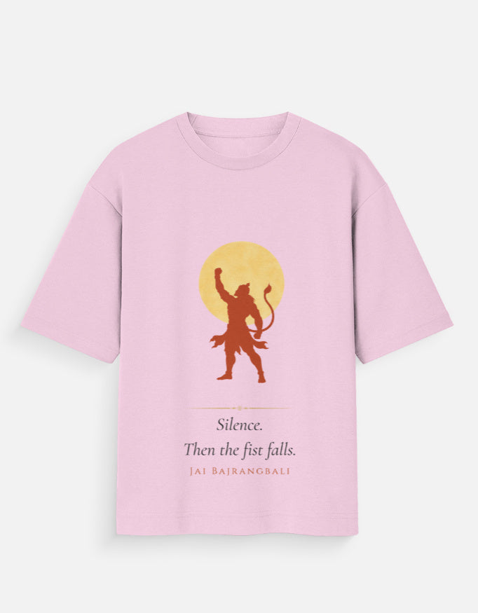 Silence Then The Fist Falls oversized tee white – Hanuman mythology graphic tee India