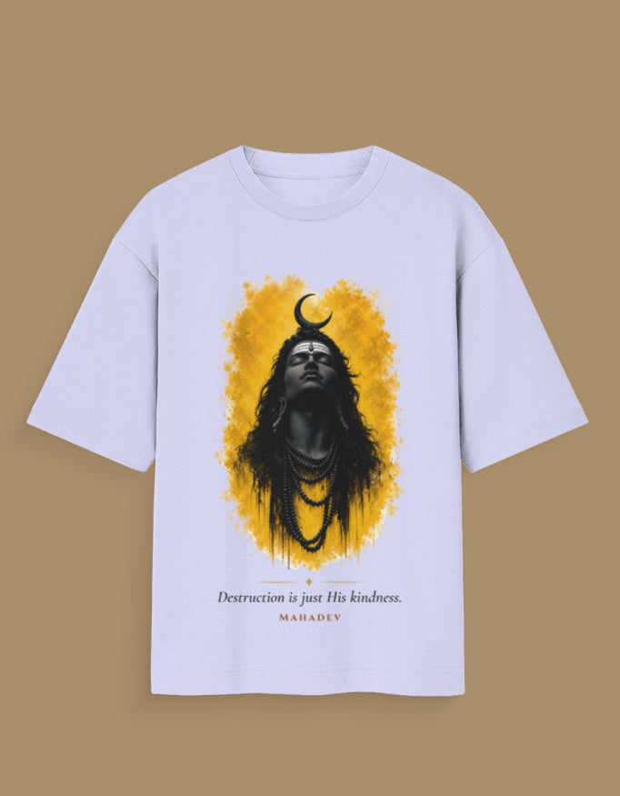 Destruction Is Just His Kindness oversized t-shirt back – Mahadev mythology DesiThreads India