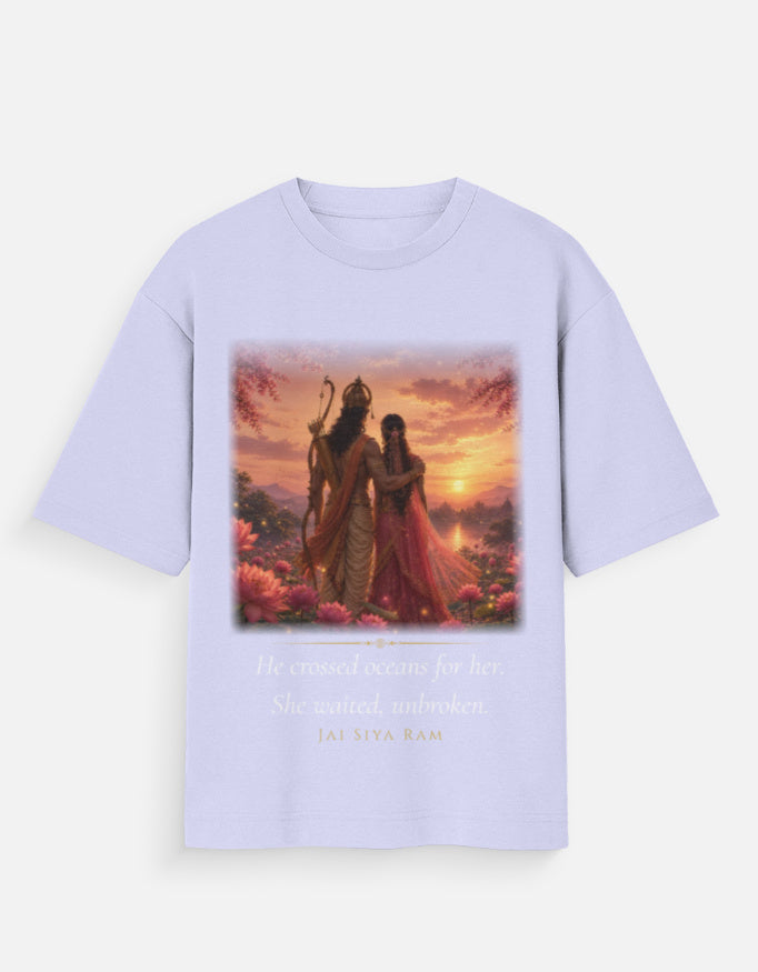 He Crossed Oceans For Her oversized t-shirt back – Hanuman mythology DesiThreads India