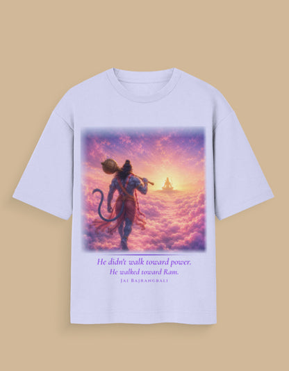 He Walked Toward Ram oversized t-shirt back – Hanuman Ram mythology DesiThreads India