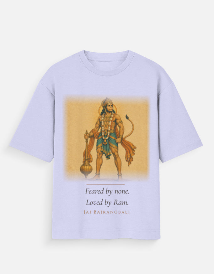Feared By None oversized t-shirt back – Hanuman mythology DesiThreads India