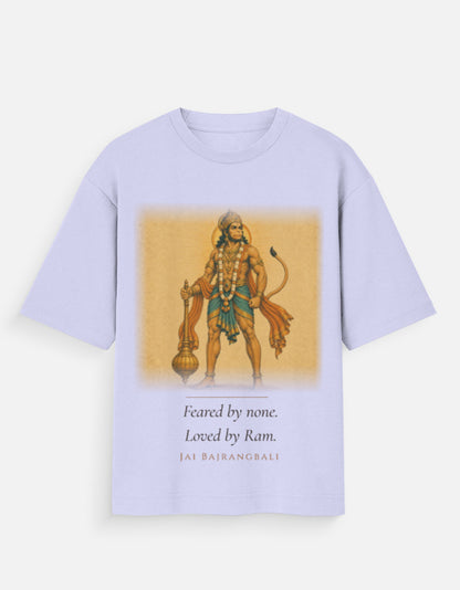 Feared By None oversized t-shirt back – Hanuman mythology DesiThreads India
