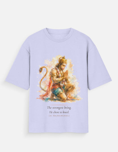 The Strongest Being Chose To Kneel oversized t-shirt back – Hanuman mythology DesiThreads India