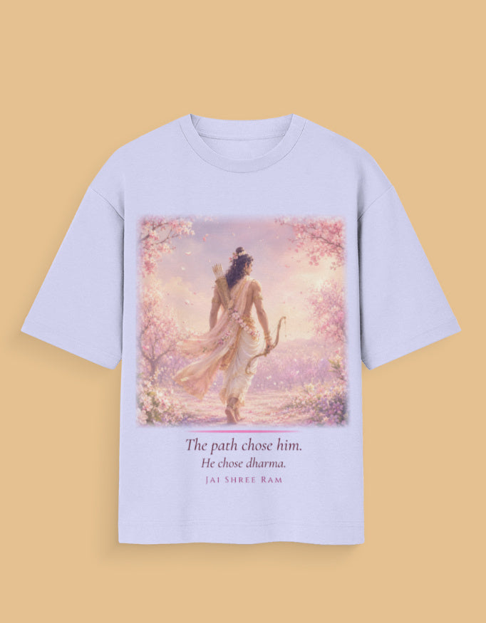 The Path Chose Him oversized tee front – Ram dharma Indian streetwear DesiThreads