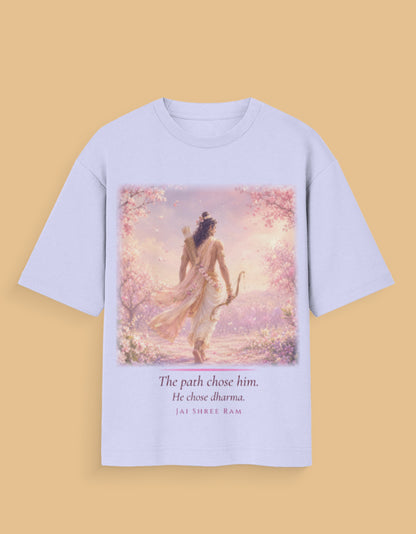 The Path Chose Him oversized tee front – Ram dharma Indian streetwear DesiThreads