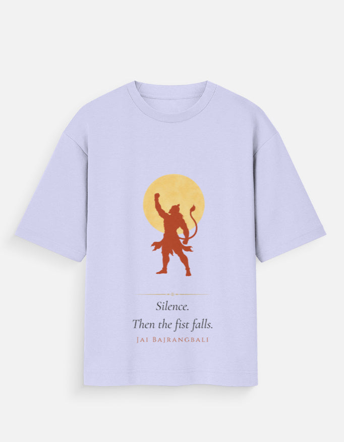 Silence Then The Fist Falls oversized t-shirt back – Hanuman mythology DesiThreads India