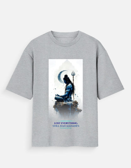 The Unbroken Faith oversized tee white – Lord Shiva spiritual graphic Indian streetwear